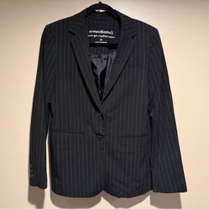 Norma Kamali Black Pinstripe Blazer Size 10